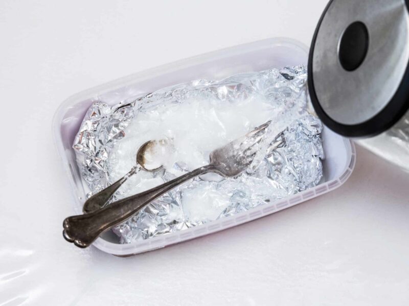 Silver utensils and balking soda.
